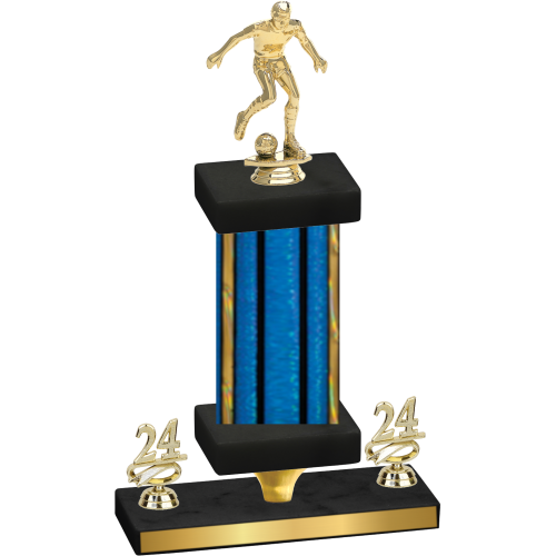 Premium Single Blue Glacier Year Soccer Trophy