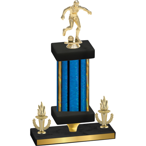 Premium Single Blue Glacier Victory Soccer Trophy