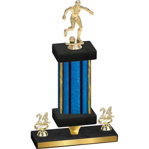 Premium Single Blue Glacier Year Soccer Trophy