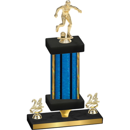 Premium Single Blue Glacier Year Soccer Trophy