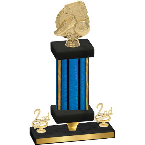 Premium Single Blue Glacier Second Place Soccer Trophy