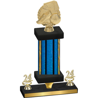 Premium Single Blue Glacier Year Soccer Trophy