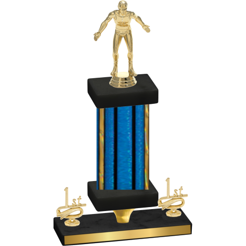 Premium Single Blue Glacier First Place Wrestling Trophy