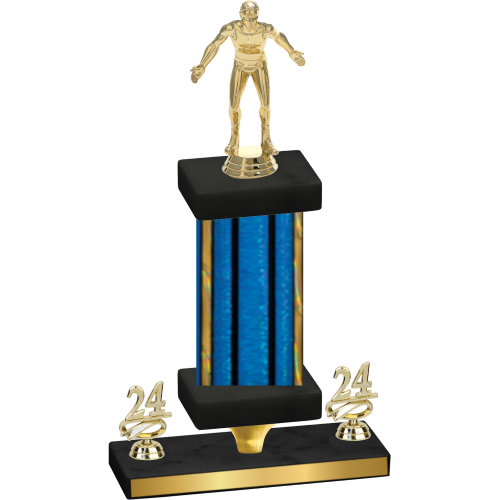Premium Single Blue Glacier Year Wrestling Trophy