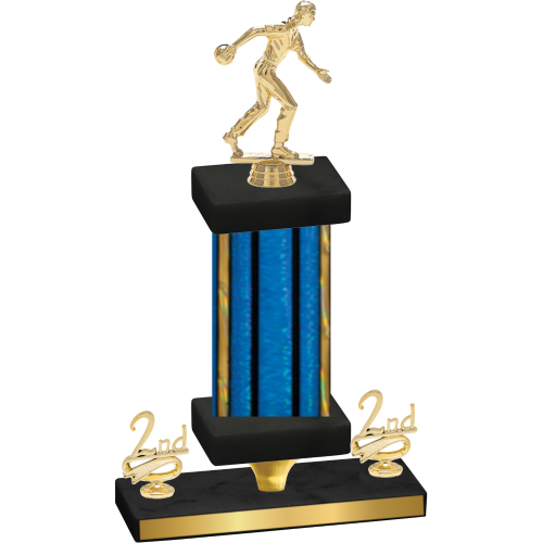 Premium Single Blue Glacier Second Place Bowling Trophy