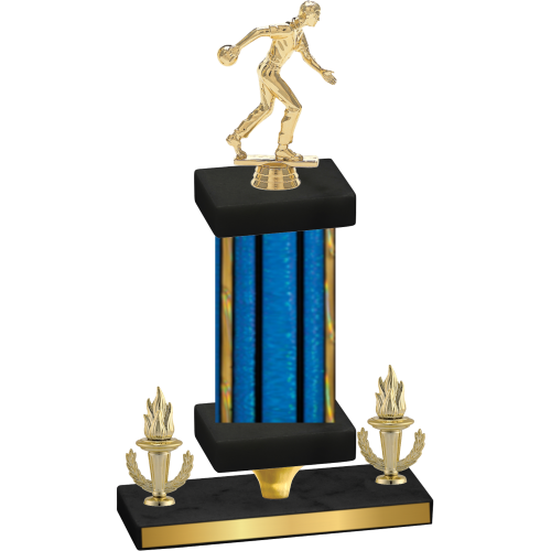 Premium Single Blue Glacier Victory Bowling Trophy