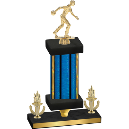 Premium Single Blue Glacier Victory Bowling Trophy