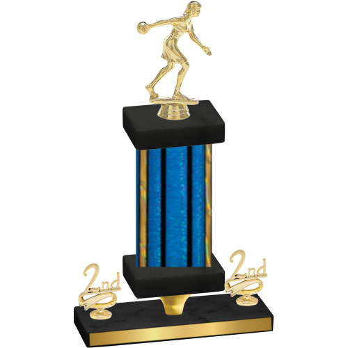 Premium Single Blue Glacier Second Place Bowling Trophy