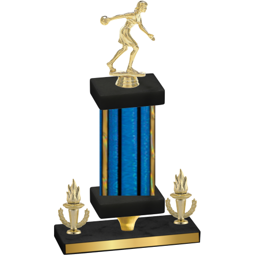 Premium Single Blue Glacier Victory Bowling Trophy