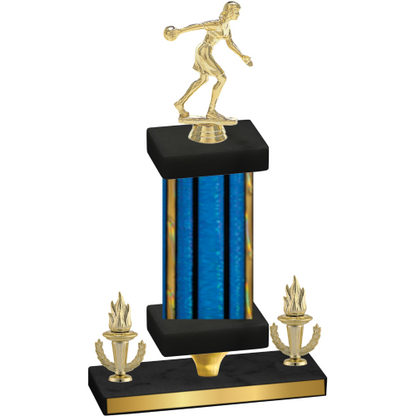Premium Single Blue Glacier Victory Bowling Trophy