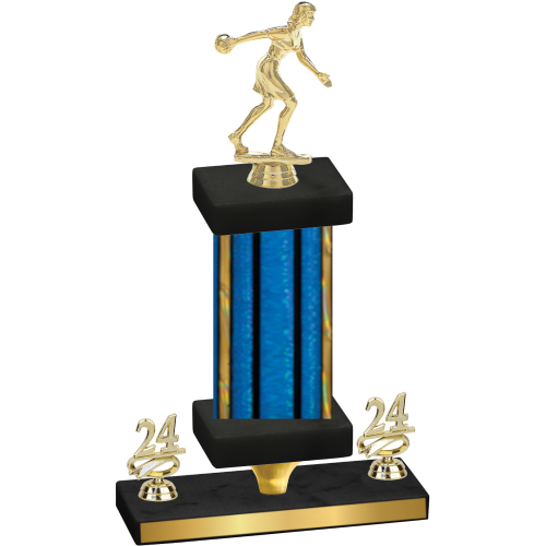 Premium Single Blue Glacier Year Bowling Trophy
