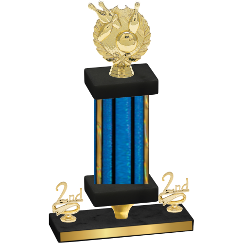 Premium Single Blue Glacier Second Place Bowling Trophy