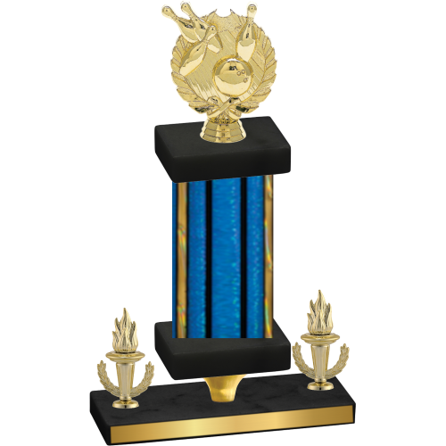 Premium Single Blue Glacier Victory Bowling Trophy