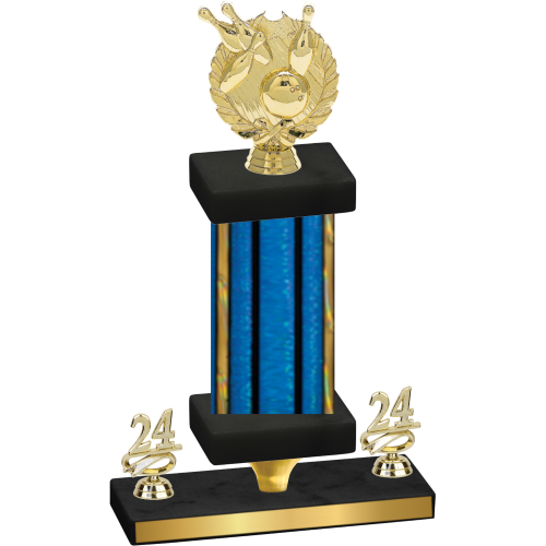 Premium Single Blue Glacier Year Bowling Trophy