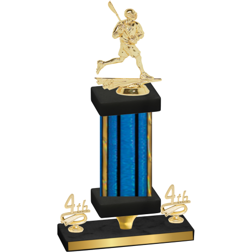 Premium Single Blue Glacier Fourth Place Lacrosse Trophy