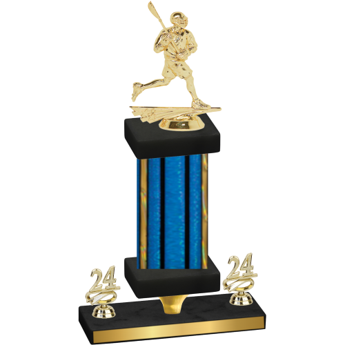 Premium Single Blue Glacier Year Lacrosse Trophy
