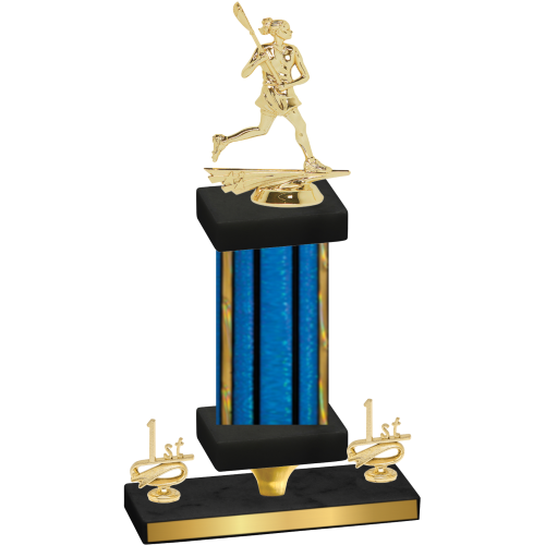 Premium Single Blue Glacier First Place Lacrosse Trophy