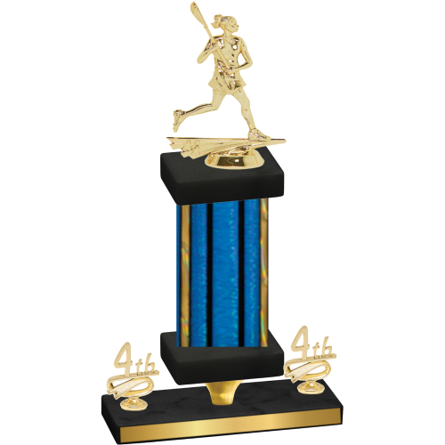Premium Single Blue Glacier Fourth Place Lacrosse Trophy