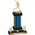 Premium Single Blue Glacier Year Lacrosse Trophy