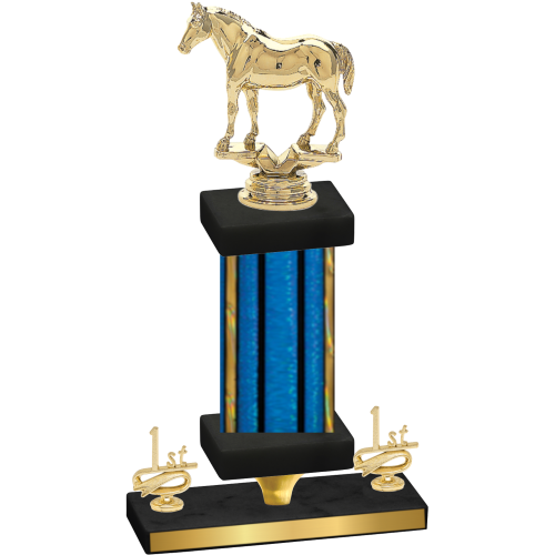 Premium Single Blue Glacier First Place Horses Trophy