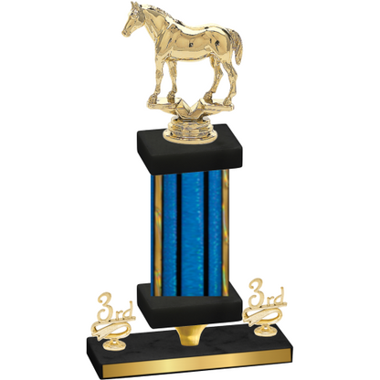 Premium Single Blue Glacier Third Place Horses Trophy