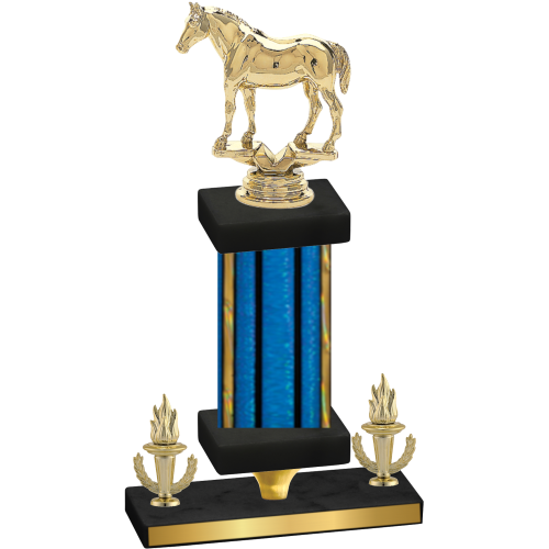 Premium Single Blue Glacier Victory Horses Trophy