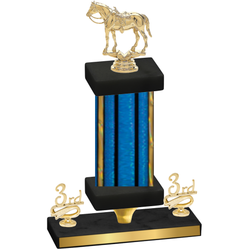 Premium Single Blue Glacier Third Place Horses Trophy