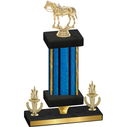 Premium Single Blue Glacier Victory Horses Trophy