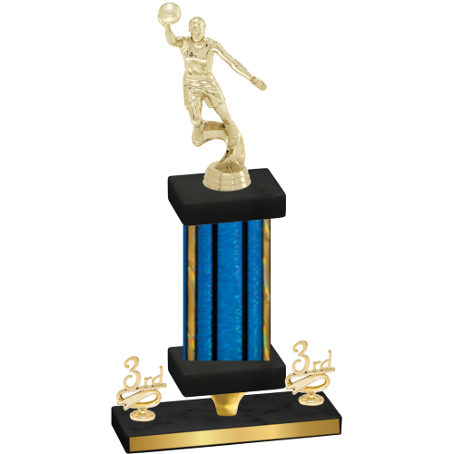 Premium Single Blue Glacier Third Place Basketball Trophy