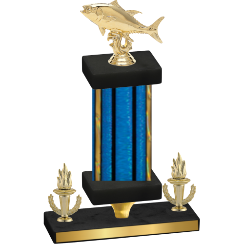 Premium Single Blue Glacier Victory Fishing Trophy