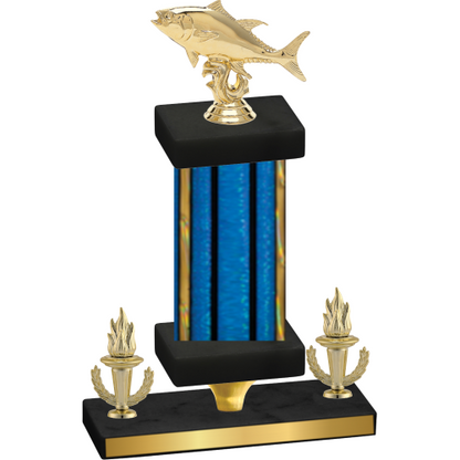 Premium Single Blue Glacier Victory Fishing Trophy