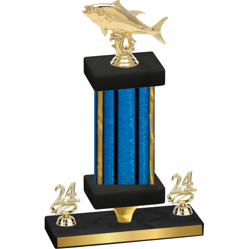 Premium Single Blue Glacier Year Fishing Trophy