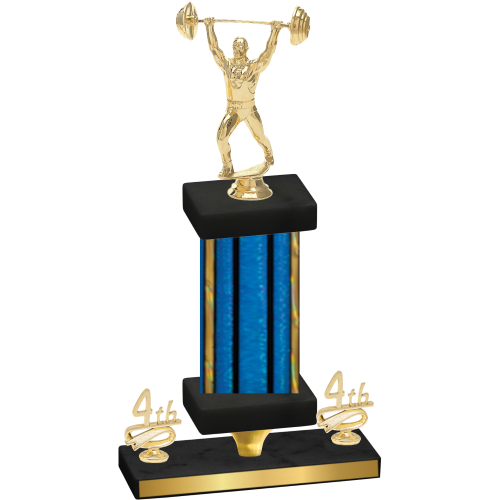 Premium Single Blue Glacier Fourth Place Weights Trophy