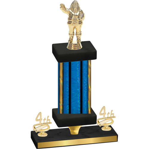 Premium Single Blue Glacier Fourth Place Holiday Trophy