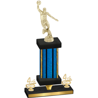 Premium Single Blue Glacier Fourth Place Basketball Trophy
