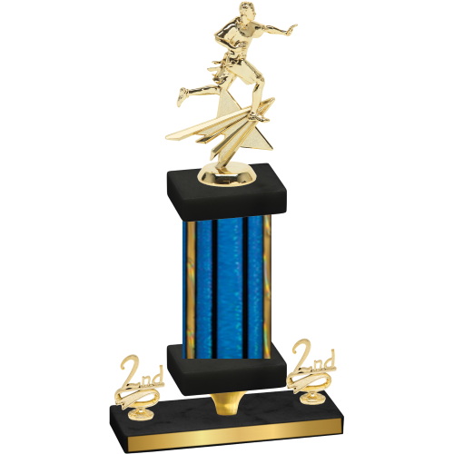 Premium Single Blue Glacier Second Place Flag Football Trophy