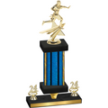 Premium Single Blue Glacier Year Flag Football Trophy