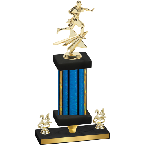 Premium Single Blue Glacier Year Flag Football Trophy