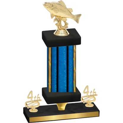 Premium Single Blue Glacier Fourth Place Fishing Trophy