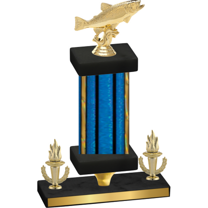 Premium Single Blue Glacier Victory Fishing Trophy