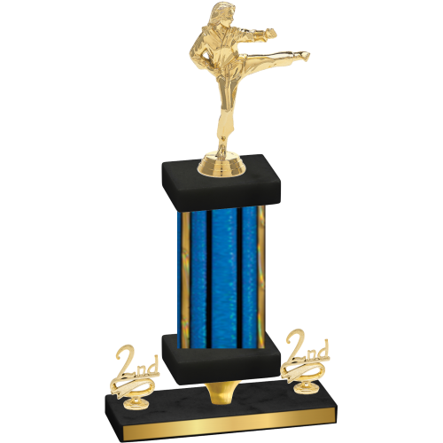 Premium Single Blue Glacier Second Place Karate Trophy