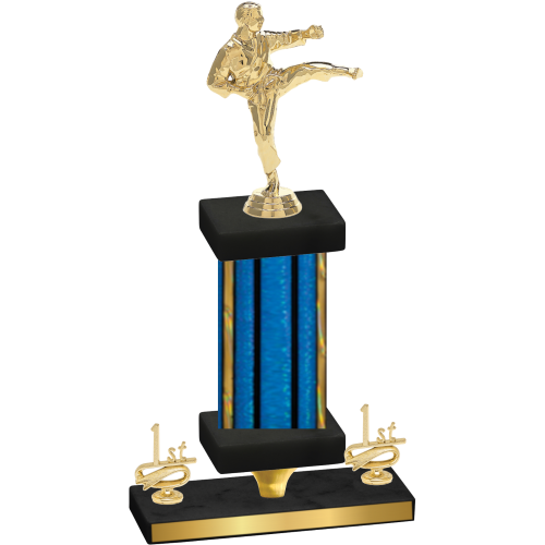 Premium Single Blue Glacier First Place Karate Trophy