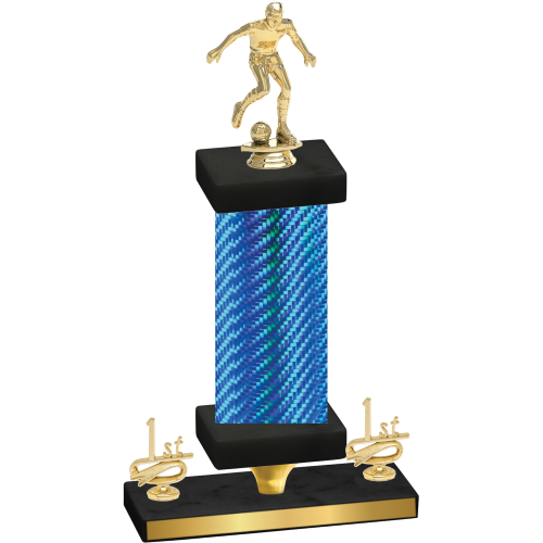 Premium Single Blue Carbon Fiber First Place Soccer Trophy