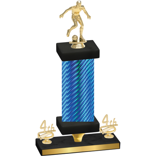 Premium Single Blue Carbon Fiber Fourth Place Soccer Trophy