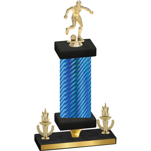 Premium Single Blue Carbon Fiber Victory Soccer Trophy