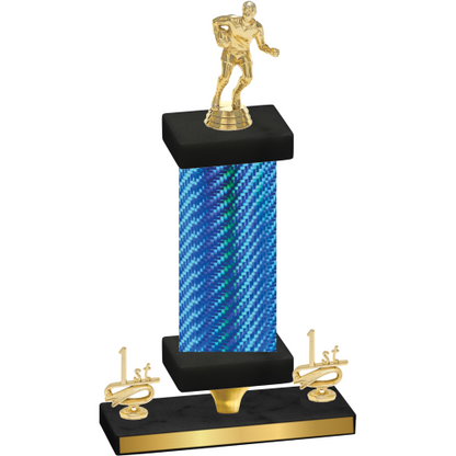 Premium Single Blue Carbon Fiber First Place Rugby Trophy