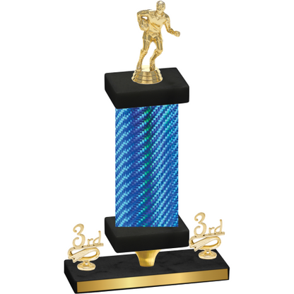Premium Single Blue Carbon Fiber Third Place Rugby Trophy