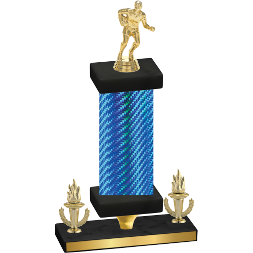 Premium Single Blue Carbon Fiber Victory Rugby Trophy