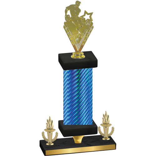Premium Single Blue Carbon Fiber Victory Rugby Trophy