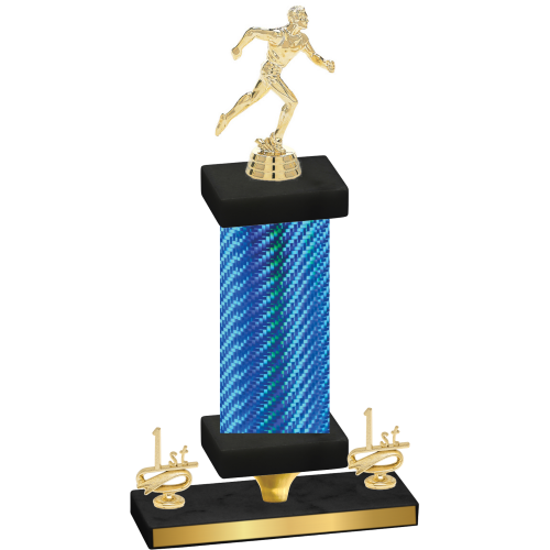 Premium Single Blue Carbon Fiber First Place Running Trophy